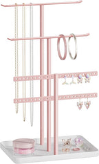 pickpiff Pink Jewelry Stand Holder Organizer: 12.5" Sturdy Hanger for 80 Pcs Jewelry, Jewlery Tower for Display Necklace, Earring, Bracelet, Watch
