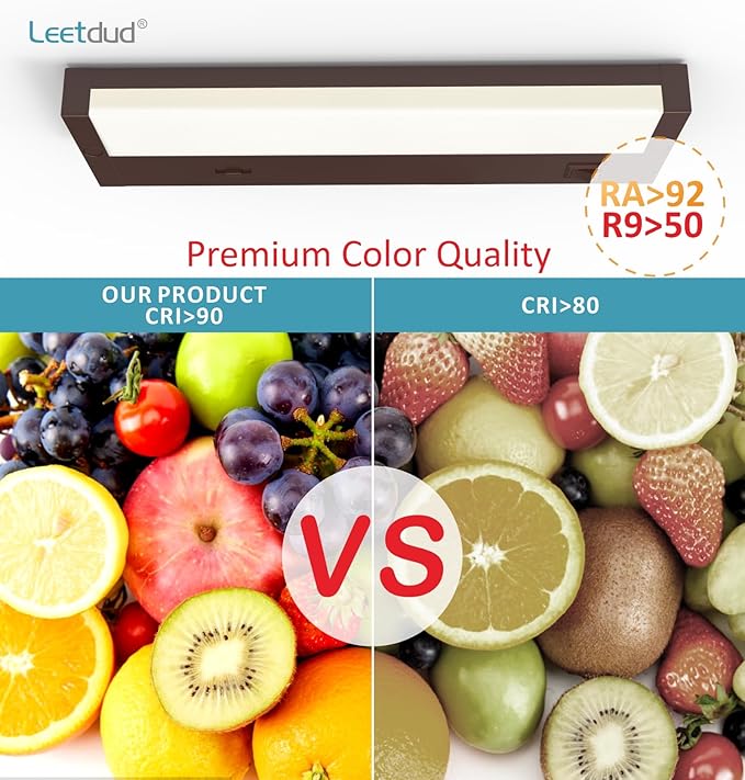 LED Under Cabinet Lighting Hardwired or Plug in, 12 Inch 6W, Dimmable 5 Color 2700K/3000K/3500K/4000K/5000K, Linkable Eyes Care Design Counter Lights for Kitchen, Sink, ETL Listed, Bronze