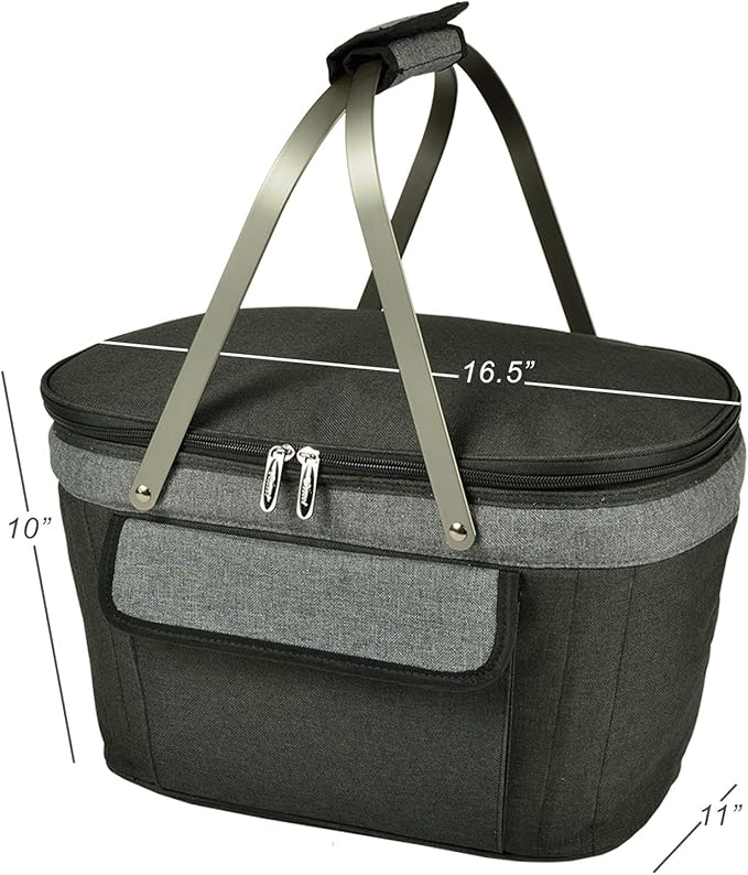 Picnic at Ascot Patented Insulated Folding Picnic Basket Cooler- Designed & Quality Approved in The USA
