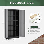 Greenvelly Metal Storage Cabinet, 72" Locking Metal Garage Storage Cabinet with Doors and 4 Adjustable Shelves, Lockable Steel Cabinet for Home Office, Garage, Shop, School (Black Grey 36" W x 18" D)