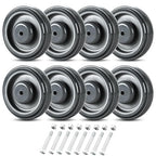 Shopping Cart Replacement Wheels Kit 8-Pack, 5" TPU Silent Supermarket Casters with Double Ball Bearings, Durable Replacement for Grocery Carts (Grey)