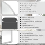 Modern Large Wall Mirror, Modern Mantel Minimalist Home Decor, Brushed Silver Metal Framed Arched Mirror for Living Room, Bedroom, Fireplace, Mantle, Entryway, Bathroom, 36" x 24", Silver