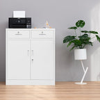 Metal Storage Cabinet, Locking Storage Cabinet with Adjustable Shelf, 36" H Metal Cabinets with 2 Drawers for Office, Garage, Home-White