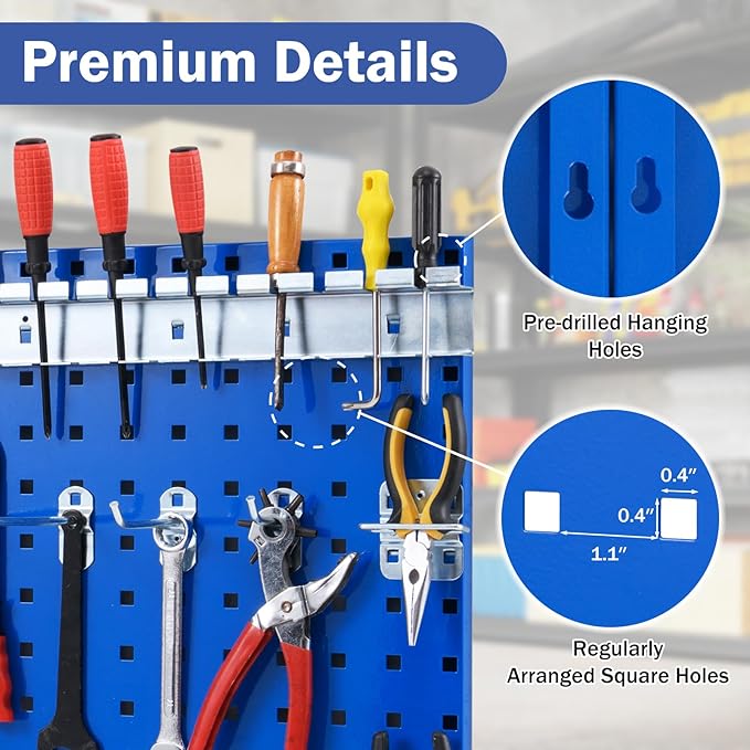 Goplus Garage Pegboard, Metal Pegboard Tool Organizer Kit with 3 Pegboards & 28 PCs Hanging Accessories, Heavy Duty Pegboard Wall Organizer, Peg Board for Workshop, Tool Storage
