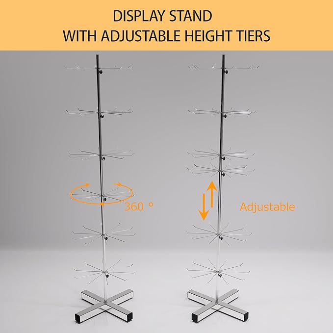 Chrome Rotating Display 6-Tier Retail Rack Heavy-Duty Spinning Retail Display Stand For Malls Showroom Store