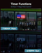 Open Sign for Business, 30"x10" Jumbo Open Sign with Timer and Remote Control, Dynamic Light Modes Led Signs for Storefront Window Bar Salon Cafes Retail Shops US Flag