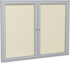 Ghent 48"x60" 2-Door Outdoor Enclosed Vinyl Bulletin Board, Shatter Resistant, with Lock, Satin Aluminum Frame - Ivory (PA24860VX-185), Made in the USA