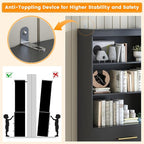 Winkalon 71" Tall Black Bookshelf with Drawers, Bookcase and Bookshelf with 3-Tier Open Shelves, Tall Bookcase Tall Storage Cabinet for Home Office Living Room, 15.8" D x 31.5" W x 71" H