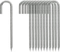 Ground-Stakes-Heavy-Duty-12 inch, J-Hook Rebar Stakes Galvanized Anti-Rust 20pcs Garden Stakes Metal Ground Anchors for Garden Dog Fence Chicken Coop Christmas Decorations Deer Fence