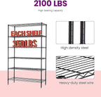 FDW 48"L×18"W×82"H Wire Shelving Unit Storage Cart Metal Shelf Rolling Utility Cart 2100Lbs Capacity with 6 Tier Casters Adjustable Layer Rack Strong Steel for Restaurant Garage Pantry Kitchen,Black