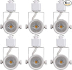 CLOUDY BAY 8W 3000K Warm White Dimmable LED Track Light Head,CRI90+ True Color Rendering Adjustable Tilt Angle Track Lighting Fixture,40° Angle for Accent Retail,White Finish,Halo Type- Pack of 6