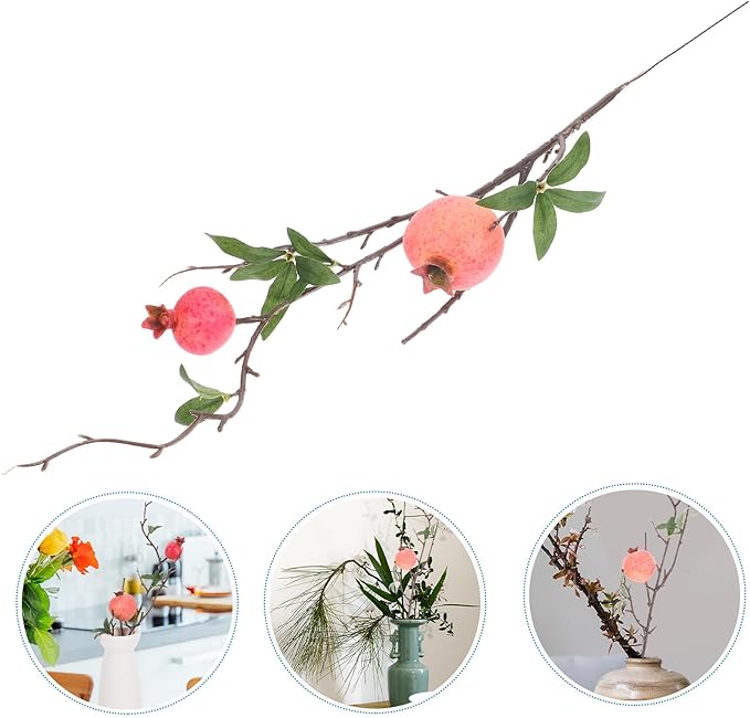 VICASKY Realistic Faux Pomegranate Branches Pink Stems for Home Office Decor Versatile Artificial Plants for Wedding Arrangements and Commercial Display Accent