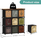 Fabric Dresser with 9 Drawers, DIY Cube Organizer for Closet, Storage Drawer Unit Chest of Drawers for Bedroom, Living Room, Hallway, Dorm, Pattern