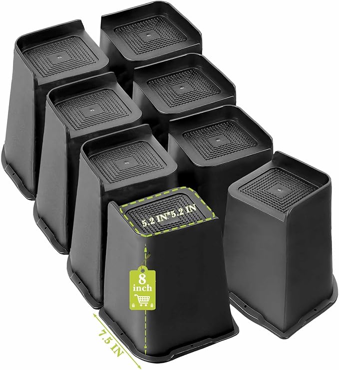Bed Risers 1 inch, 2 inch, 3 inch, 4 inch, 6 inch, 8 inch Heavy Duty, Oversized Furniture Riser for Couch Sofa Table Chair Leg Frame Dorm, Support up to 6000 Lbs (Black 8 Pack, 8 inch)-5