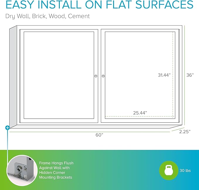 Ghent 36"x60" 2-Door Outdoor Enclosed Vinyl Bulletin Board, Shatter Resistant, with Lock, Satin Aluminum Frame - Caramel (PA23660VX-181), Made in the USA