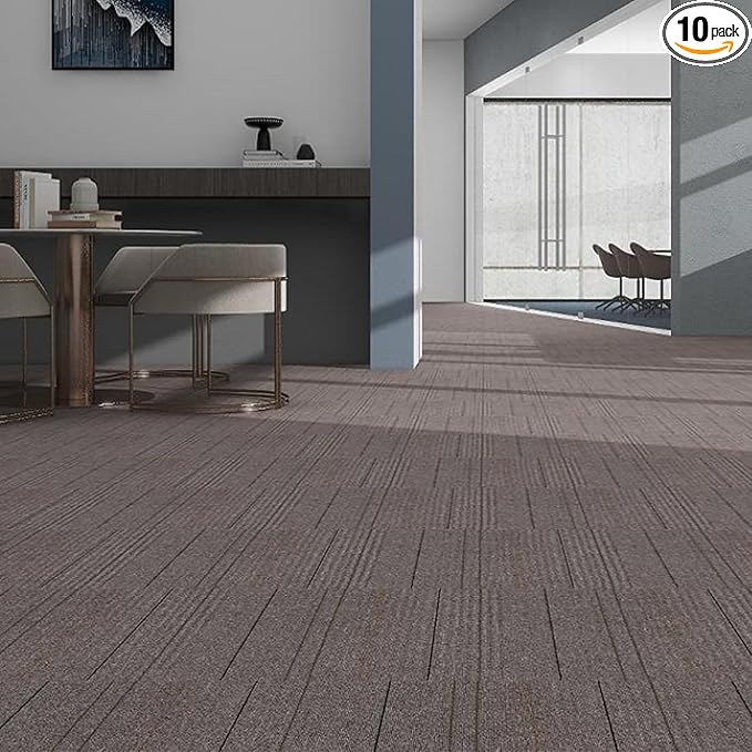 16-Pack 20"x20" Carpet Tiles, Non-Adhesive Soft Padded Floor Squares with Seamless Look for Home, Office, Indoor & Outdoor Use (43 Sq Ft) (K7)