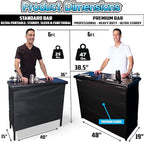 PartyLife New & Improved Portable Bar Table w/Folding Legs, 2 Bar Skirts, Heavy-Duty Storage Shelf & Carrying Case - White
