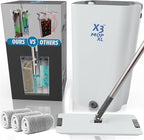 X3 Mop, Separates Dirty and Clean Water, 3-Chamber Design, Flat Mop and Bucket Set, Hands Free Home Floor Cleaning, 3 Reusable Microfiber Mop Pads Included (XL X3 Mop)