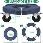 ToLanbbt Trash Can Dolly with 3 in Upgraded Wheels, 15-19 Inch Adjustable Round Furniture Dolly, Heavy Duty 480 LBS Drum Rolling Base, Keg Dolly for 20, 32, 44, 55 Gallon Garbage Cans, Blue, 1 Pack