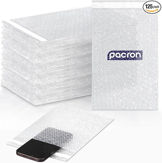 125 Pcs Clear bubble out Bags, 10x15.5 Bubble pouches, Self-Sealing clear bubble mailer Bubble bags for Shipping, Packing, Storage, Moving, Bubble Cushioning Wrap Bags