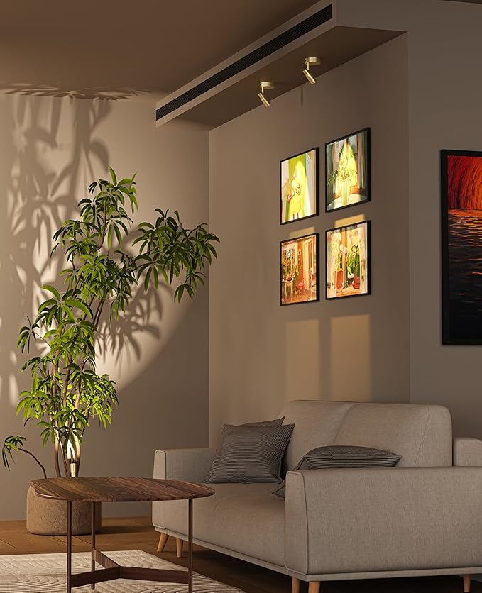 PESUTEN Spot Lights Indoor, Rechargeable Picture Light with Remote, Dimmable CCT Spotlight for Wall Art, 6000mAh Battery Uplights Indoor with Timer for Plant Artwork Painting Sofa Corner Light Gold