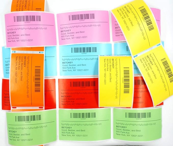 BETCKEY - Standard Address Labels Replacement for Brother DK-1201 (1.1 in x 3.5 in), Compatible with Brother QL Label Printers [6 Rolls/2400 Labels, Red]