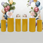 Eapmic Pedestal Stands for Party, Cake Pedestal Stand, Dessert Table Display Plinth Pillars, Sculpture Display Column Decoration Cube for Wedding Birthday (Gold, Cylinder-6Pcs(27.56"+26"+23.62"))