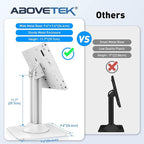 AboveTEK Anti-Theft iPad Kiosk Stand – POS iPad Security Stand & Locking Tablet Holder – Heavy Duty Base, 360° Swivel, 75° Tilt Bracket – Perfect for Retail Business (White)