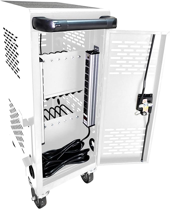 Laptop and Tablet Charging Cart, 16 Unit Device Mobile Charging Station for Chromebook, Tablet, Laptop, with Charging Port Screen Size Up to 16.3", Suitable for Office, Classroom, etc (Antique White)