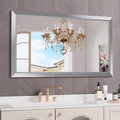 Amorho Bathroom Mirror, 50 X30 Inch Silver Thick Metal Framed Wall Mirrors for Over Sink, Brushed Nickel Mirror Perfect for Bedroom, Living Room, Entryway, Rectangle (Horizontal/Vertical).