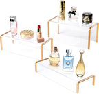 Purse Display Stand, 6mm Thick Clear Acrylic Risers Display Stands, Gold Shoe Display Riser, 3 Pack Luxury Handbag Bag Wallet Shoes Jewelry Perfume Display Showcase for Closet Retail Vendor Store