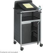 Safco Scoot Multi-Purpose Rolling Lectern with Adjustable Shelving, Wire Storage, Mobile on 4 Casters, Durable Steel Construction, Black