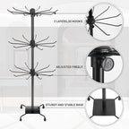3 Tier Spinner Display Rack Retail Display Stand Metal Rotating Display Rack for Jewelry Keyring Socking HatsToys，Movable Shop Spinner，Adjustable height， Black,Pack of 2