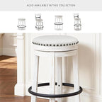 Signature Design by Ashley Valebeck Casual Upholstered Swivel Stool, Round Metal Footrest, Nailhead Trim Detail, Wood, 24", White & Black