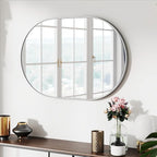 36x24 Mirror Runway Oval Wall Mounted Aluminum Alloy Metal Frame Rectangle Mirrors for Entryway Bedroom Bathroom Living Room 36 24 inch Silver