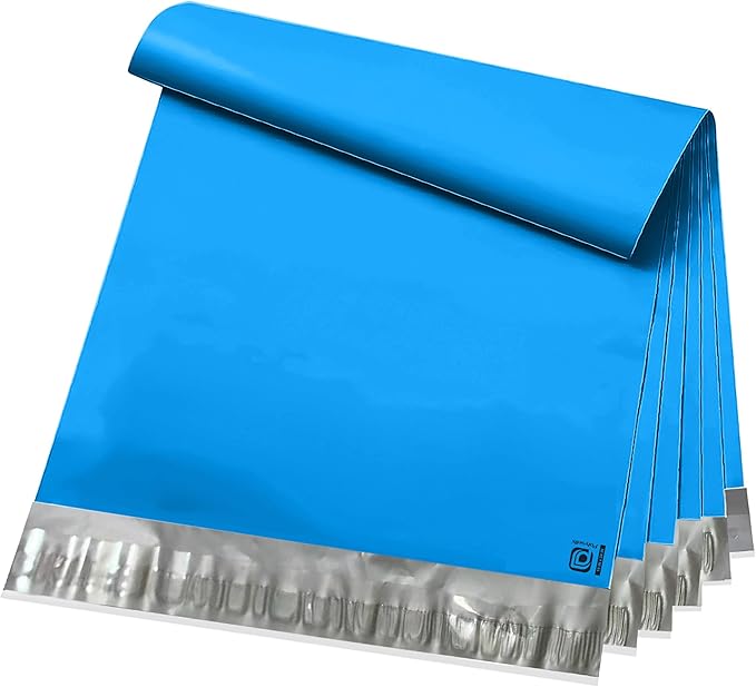 POLYSELLS 100 pcs 19x24 Inches Blue Poly Mailers Shipping Envelopes, Strong Adhesive Sealing, Waterproof, and Tear-resistant Postal Mailing Bags for Clothing, Books, and Accessories