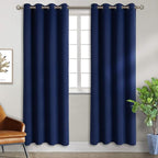 BGment Blackout Curtains for Bedroom - Grommet Thermal Insulated Room Darkening Curtains for Living Room, Set of 2 Panels, Each 46 x 84 Inch, Navy Blue