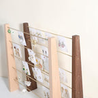GemeShou 5 Tiers Beech Earring display stands for selling, Wooden Jewelry Shelf, Earring Storage Organizer, Brass earring holders with 30 PVC cards for stud Dangle Hoop【Beech 5-Tier】