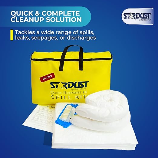 Stardust Spill Products Oil-Only Spill Kit – OSHA Compliant Solution for Vehicles, Industrial, & Restaurant Use, Emergency Response Oil Cleanup, 6-Pack