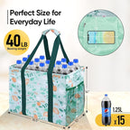 BALEINE Extra Large Utility Tote Bag with Wire Frame for Storage (Spring Stroll, 16.5''x14''x10'')