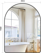 GLASHOM Arched Bathroom Mirror, 36"x48" Black Arched Mirror for Bathroom, Wall Mounted Mirror, Black Vanity Wall Mirror w/Metal Frame for Bedroom, Entryway, Living Room, Vertically Hanging