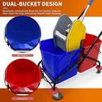 6.6 Gallons x 2 Commercial Mop Bucket with Wringer & Steel Frame | Heavy Duty Dual Bucket System | Separate Dirty Water On Wheels for Janitorial