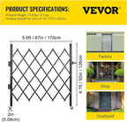 VEVOR Single Folding Security Gate, 51.57" H x 66" W Folding Door Gate, Steel Accordion Security Gate, Flexible Expanding Security Gate, 360° Rolling Barricade Gate, Scissor Gate or Door with Padlock
