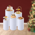 Cake Pedestal Stands for Party 5PCS Dessert Table Display Plinth Pillars White Round Cylinder Pedestal Stands for Wedding Sculpture Display Column Decoration Cube (5PCS-Cylinder-White)