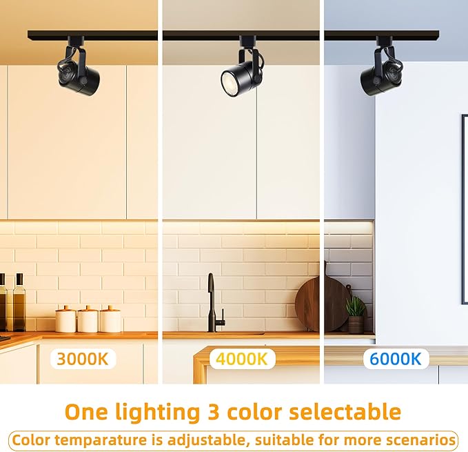 8PCS LED Track Lighting with Advanced Replaceable GU10 Bulbs, Switchable 3CCT(3000K/4000K/6000K) and Dimmable Brightness(20%-100%), Versatile Ceiling Spotlight Fixtures for Any Space