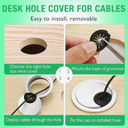 10 Pcs Desk Grommet 2-1/16" / 53 mm, Desk Cord Hole Cover, Cable Grommet ABS Plastic, Desk Hole Grommet for Home & Office Pc, Detachable Cable Cord Organizer-Silver Sand