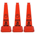 OrangeStar 3-Pack 28" Do Not Enter Cones, Large 4-Sided No Entry Message Safety Cones with Heavy Rubber Base for Indoor Outdoor Use, Traffic Control, Security, Warehouse Safety