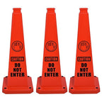 OrangeStar 3-Pack 28" Do Not Enter Cones, Large 4-Sided No Entry Message Safety Cones with Heavy Rubber Base for Indoor Outdoor Use, Traffic Control, Security, Warehouse Safety