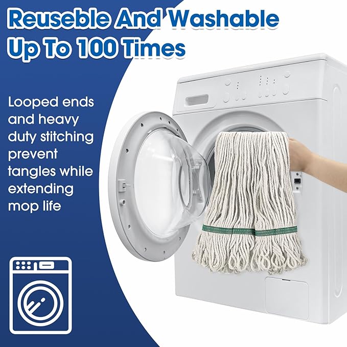 Eccliy 16 Pack Heavy Loop End Cotton String Mop Head Heavy Duty Mop Head Commercial Refills Replacement Bulk for Home Industrial Commercial Floor Cleaning