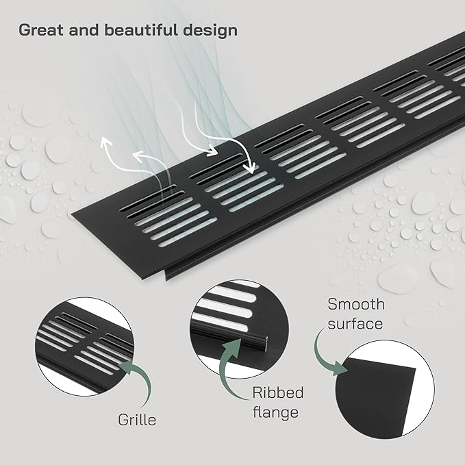 Vent Systems 15.75 x 2.36 (Outer Size) Air Supply Ventilation Grille - Brown Aluminum Rectangle Intake/Exhaust Door Vent Deflector - HVAC for Home Improvement Floor, Wall Duct Cover